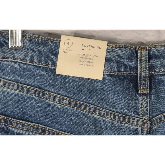 Universal Thread Boyfriend Jeans Women's Size 4 Blue Raw Hem Patchwork Tapered - Picture 5 of 10